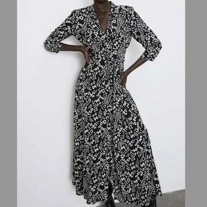 Zara Shirtdress Self Tie with Pockets Maxi Long Button Up Small